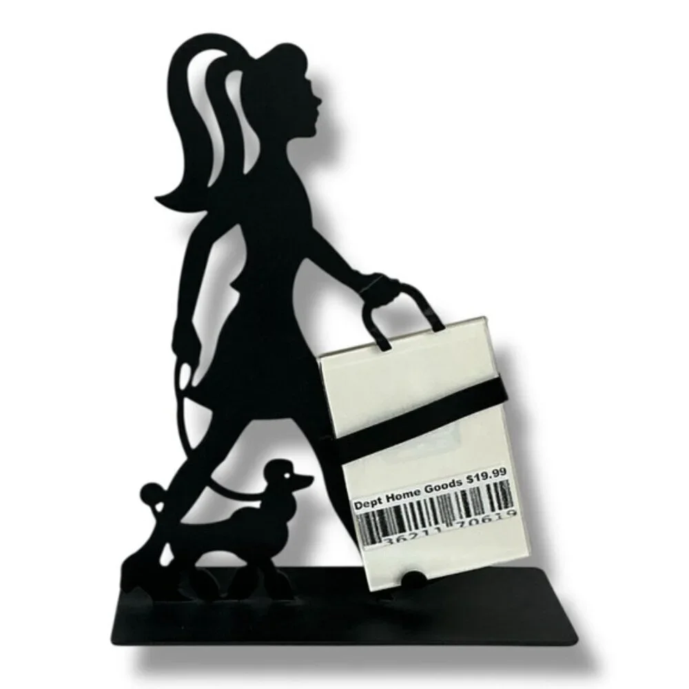 Silhouette Black Metal Dog Walker Picture Frame Matte Black Finish 6.75 Tall